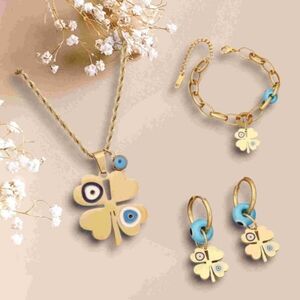 NWT Fashion Gold-Plated Stainless Steel Blue Necklace